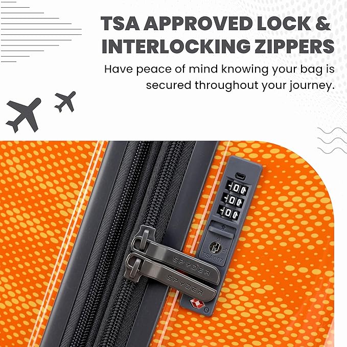 Spyder Matrix 25 Inch Medium Checked Luggage Expandable Hardside Upright Suitcase with 360° Spinner Wheels, TSA Approved Lock, Orange