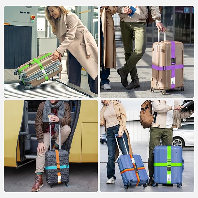 BILIONE Luggage Straps TSA Approved Add a Bag Premium Accessory for Travel Bag Closure (Vivid Orange, 2)