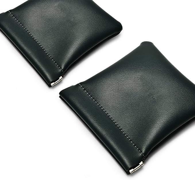 PU Leather Jewelry Travel Bag Leather Jewelry Pouch Christmas,Wedding Party Favor Gift Bag (L, Dark Green)