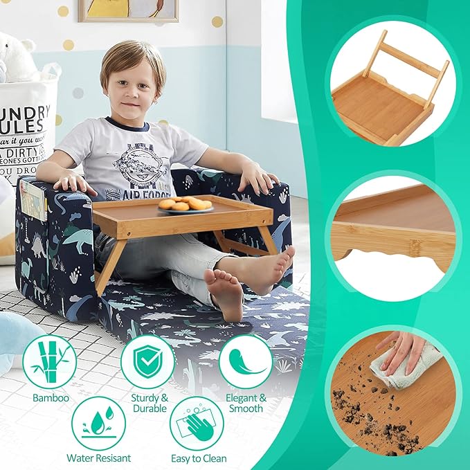 Artmeer Bed Tray Table with Folding Legs,Bamboo Breakfast in Bed for TV Table, Laptop Computer Tray,Eating,Snack Tray(Bamboo)