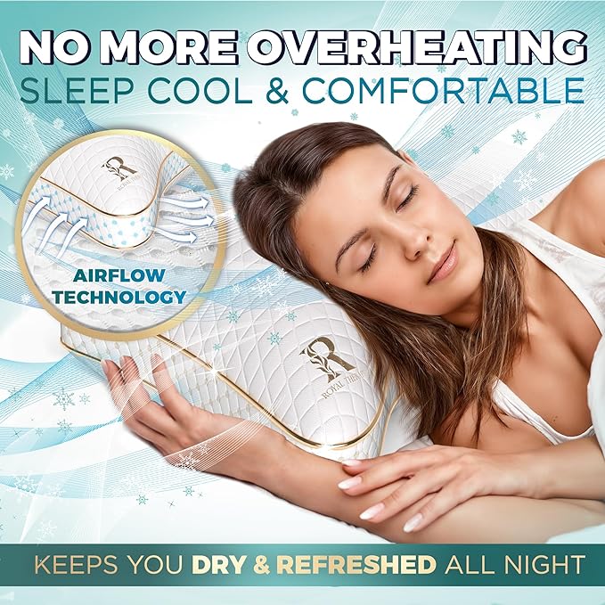 Royal Therapy King Pillows 4-Pack - Shredded Memory Foam Pillows for All Sleep Positions - Medium Firm Pillow with Adjustable, Bamboo Rayon Cover, CertiPUR-US, Oeko-TEX Certified