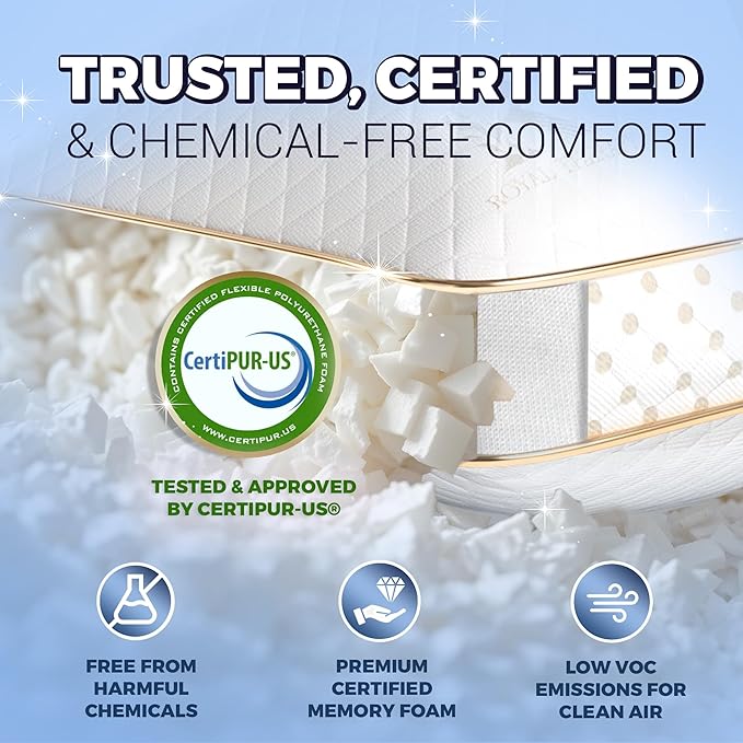 Royal Therapy King Memory Foam Pillows 4-Pack - Shredded Memory Foam Pillow for All Sleep Positions - Medium Firm Pillow Adjustable Loft, Bamboo Rayon Pillowcase, CertiPUR-US, Oeko-TEX Certified