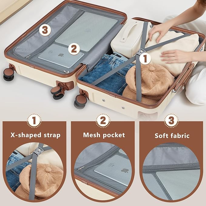 Luggage Sets Lightweight Hard Shell Suitcases with Spinner Wheels for Family Travel - Durable PC+ABS Material Carry On Luggage YKK Zippers (Gray, 6 Piece Sets (18/20/24/28/DB/TB))