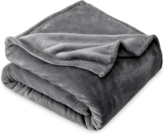 Bare Home Fleece Blanket - King Size - Ultra-Soft Lightweight for Bed, Sofa, and Couch - Luxury Microplush - Cozy Warm Blanket (King, Grey)