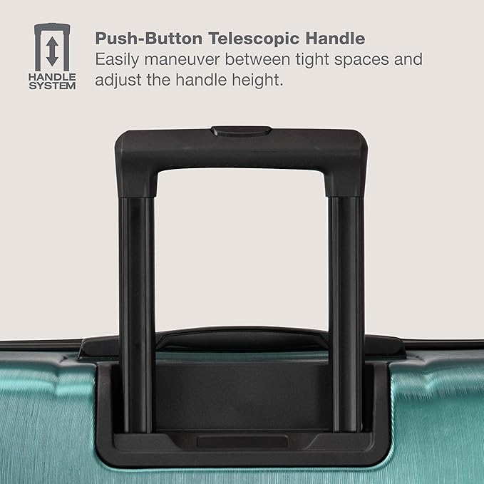 U.S. Traveler Boren Polycarbonate Hardside Rugged Travel Suitcase Luggage with 8 Spinner Wheels, Aluminum Handle, Teal, Carry-on 22-Inch, USB Port