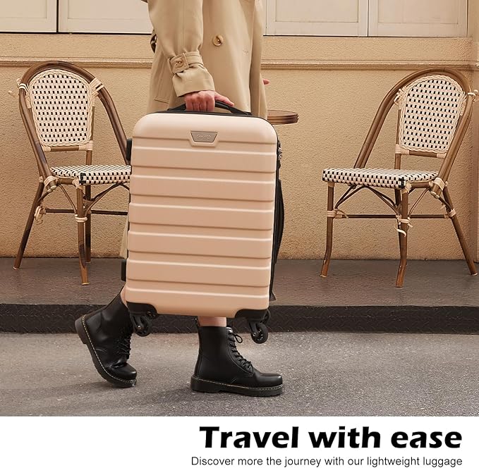 Coolife Luggage 3 Piece Set Suitcase Spinner Hardshell Lightweight TSA Lock (orange)