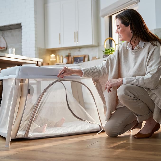 Maxi-COSI Calao Travel Playard, Infant Bassinet, Toddler Playpen, Portable, Lightweight, Foldable, Easy Setup, with Carry Bag, Breathable Mesh, Classic Slate