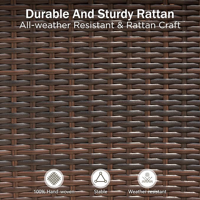 PHI VILLA Outdoor Rattan Dining Chairs Set of 6, Modern Wicker Armchair with Cushions for Patio, Deck, Yard, Porch - Brown