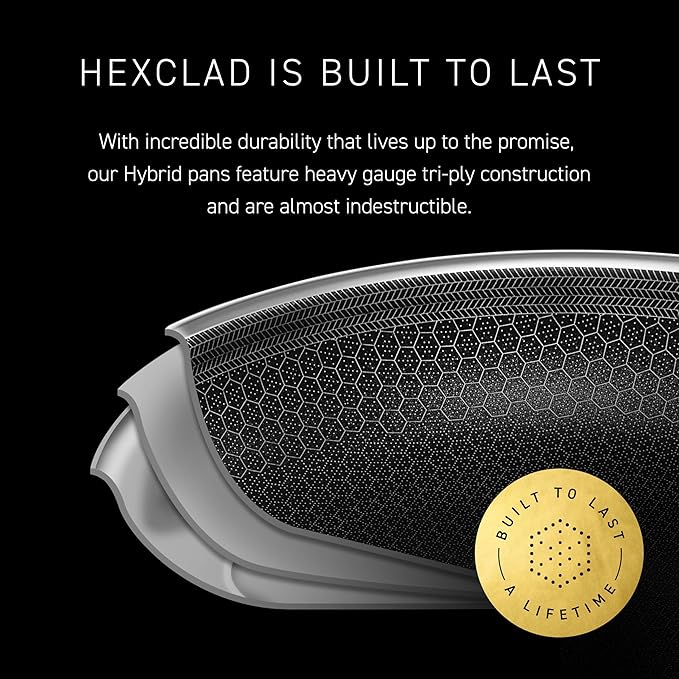 HexClad Hybrid Nonstick 7-Inch Frying Pan, Stay-Cool Handle, Dishwasher-Friendly, Oven-Safe Up to 900°F, Induction Ready, Compatible with All Cooktops