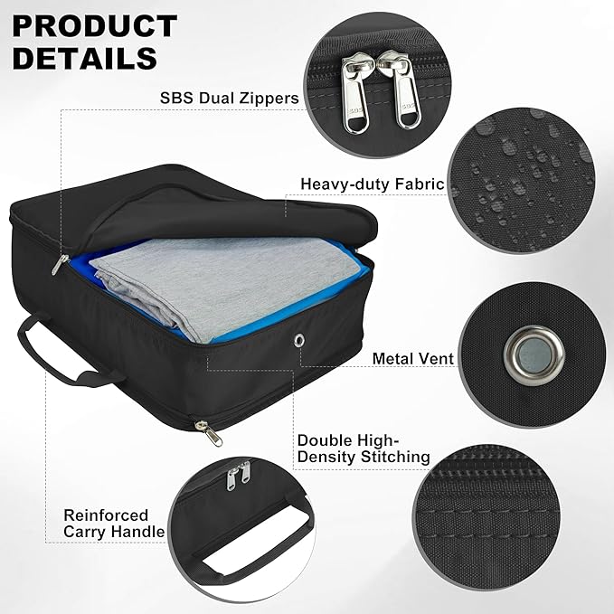 Compression Packing Cubes for Travel Essentials, 2 Pack Expandable Travel Cubes for Packing Bags Suitcase Organizer, Black