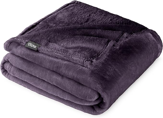 Bare Home Fleece Blanket - Twin/Twin Extra Long - Ultra-Soft Lightweight for Bed, Sofa, and Couch - Luxury Microplush - Cozy Warm Blanket (Twin/Twin XL, Eggplant)
