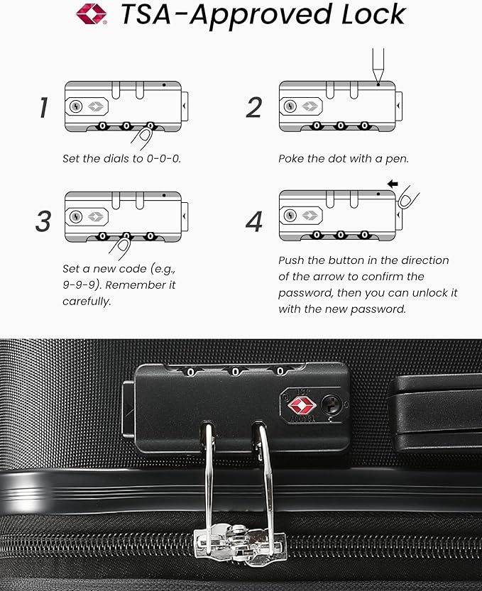 Luggage Sets 3 Piece, Expandable Hardside Suitcases with Wheels, White Brown