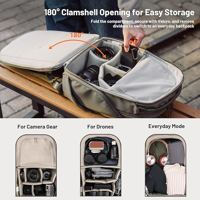 PGYTECH OneGo Lite 16L Camera Backpack Water-Resistant DSLR/Mirrorless Bag for Sony/Canon/Fujifilm, Drone Backpack, Tripod Mount Travel & Weekend Photography Pack for 14" Laptop(Forest)