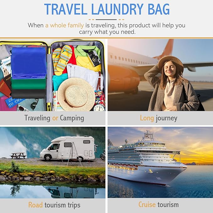 Extra Large Laundry Bag With Handles, Heavy Duty, Travel Laundry Bag for Dirty Clothes, 28" x 40" (Black)