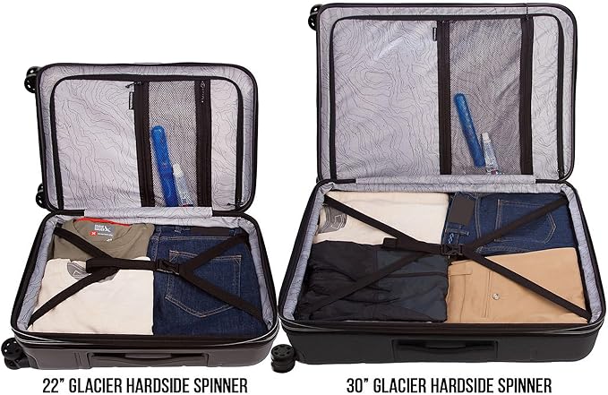 Eddie Bauer Glacier Carry-On 22" and Checked 30" Luggage | Hardside | Spinner Wheels | Expandable | Lightweight | Travel Essentials - Carbon Grey