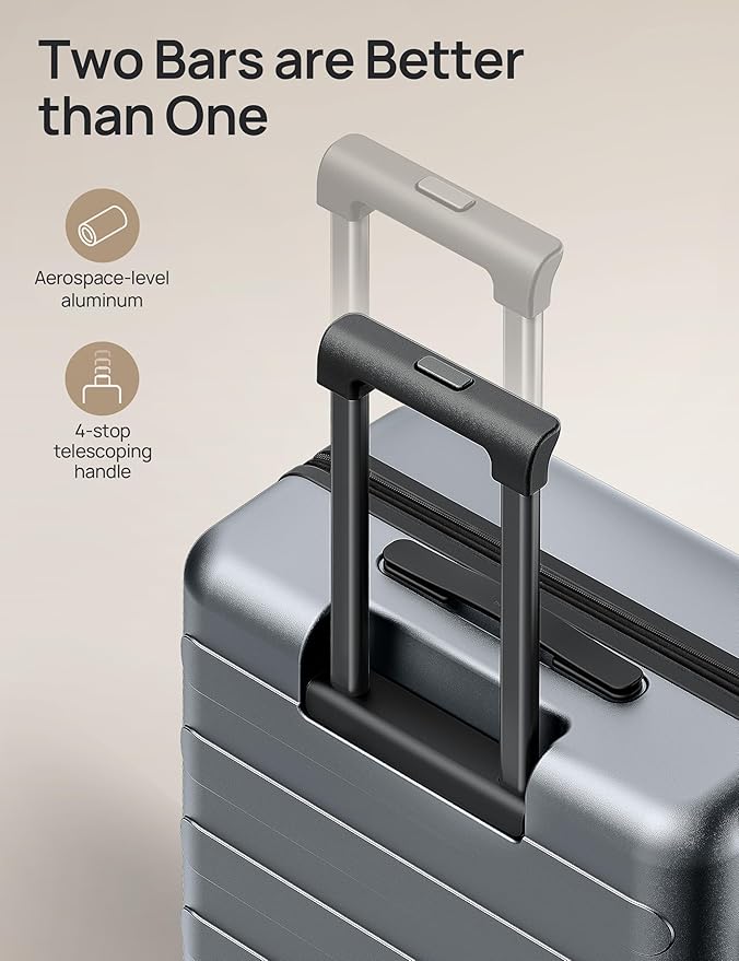 Carry on Luggage 22 X 14 X 9 Airline Approved, 20 Inch Luggage for 3-5 Days Travel, Double Spinner Wheels, 100% Hardshell PC, TSA Lock (00-Grey (Expandable), Set 2PCS (20-Inch/28-Inch))