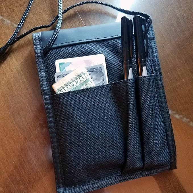 Specialist ID 2 Pack - Travel Passport Wallet - 4 x 3 Display Window - Adjustable Lanyard w/Pen Slots and 3 Pockets for Money, Ticket, Document (Assorted)