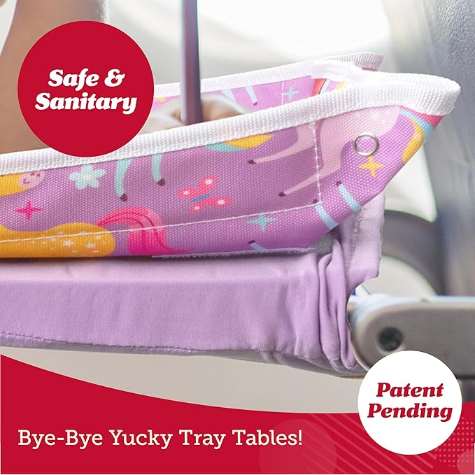 Lusso Gear Kids Airplane Tray Cover with Pockets - Airplane Essentials for Toddlers - Kids Travel Tray for Plane or Train - Organize Toys, Snacks - Tablet Holder - Flying Must Have (Dinos)