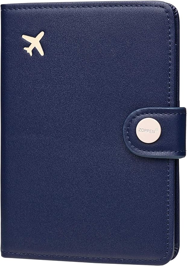 ZOPPEN Passport Holder Women Men, Passport Cover Travel Wallet Rfid Blocking Passport Wallet Cover Case Travel Essentials Document Organizer, Navy Blue