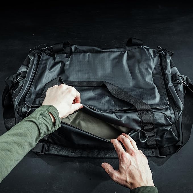 Eberlestock Hyllus Duffel Bag for Men - Durable, Water-Resistant, Small Men's Duffle Bag with Zipper Pockets, Ideal for Travel & Gym, Tactical Gear Bag, Hunting, Fishing, Camping - Black, 65L