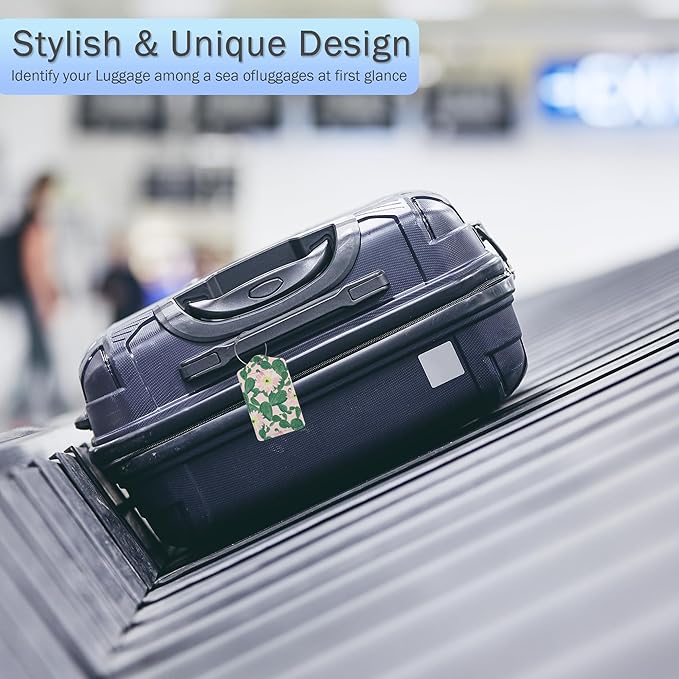 Luggage Tags for Suitcase,Watercolor Cactus Flowers Luggage Tags of Set 2 Leather Identifiers Privacy Cover with Stainless Steel Loop for Women Men Travel Bag Suitcase