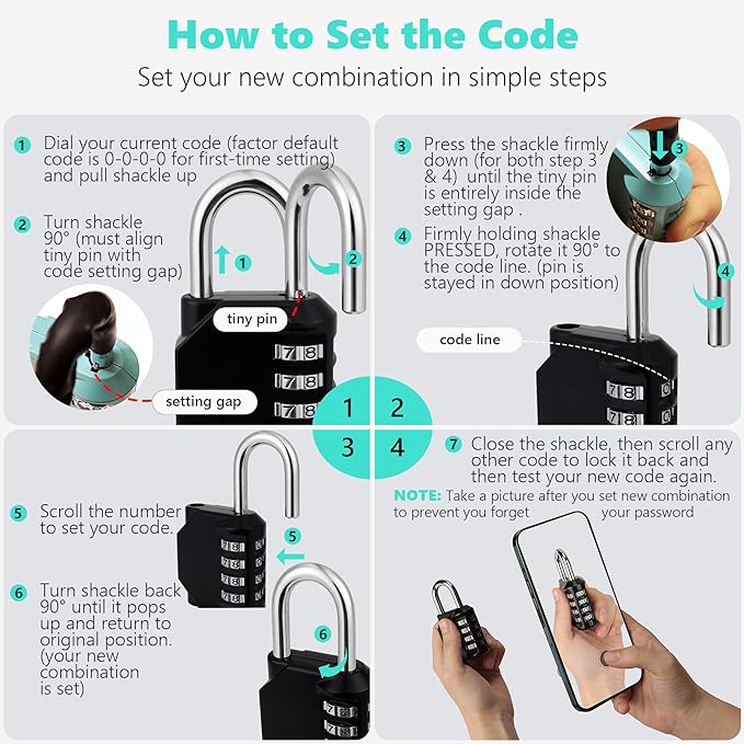 CL21MC 2.6 Inch Long Shackle Combination Lock, 4 Digit Combination Padlock Set Your own Combination for Gym Locker Lock, School, Gates, Doors, Toolbox, Hasps and Storage (Mocha Mousse (L) *1)