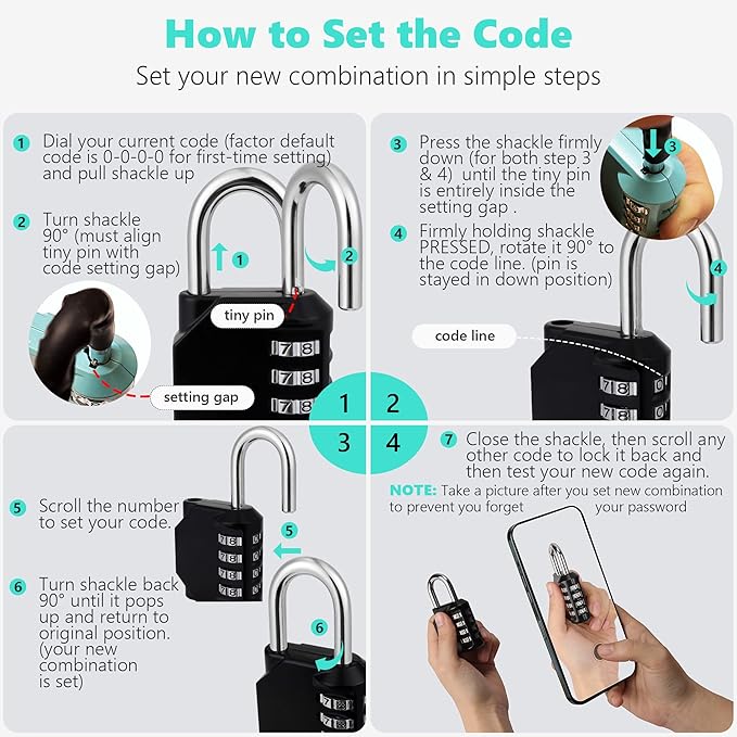 CL11RQ Combination Lock, 4 Digit Outdoor Combination Padlock Set Your own Combination for Gym Locker Lock, School, Gates, Doors, Toolbox, Hasps and Storage (Rose Quartz *1)