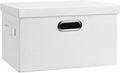 Medium 15" 21 Quart Collapsible Stackable Storage Bins with Lids, 1 Pack White Foldable Fabric Closet Storage Boxes with Lids, 4 Handles Heavy-duty Linen Cube Baskets for Bedroom