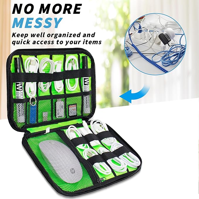 Electronics Organizer,Travel Cord Organizer Pouch, Portable Cable Organizer Bags,Travel Electronic Accessories Storage Case for Cables, Cords, Charger, Phone (Orange)