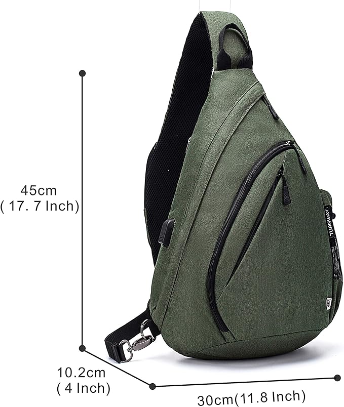 Water-Proof Sling bag/Crossbody Backpack/Shoulder Bag with USB Charging Port for Travel, Hiking, Cycling, Camping