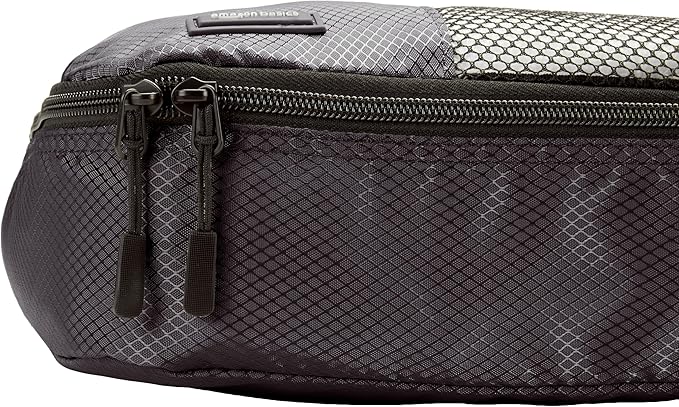 Amazon Basics 4 Piece Packing Travel Organizer Zipper Cubes Set, Medium (2) and Large (2), Black