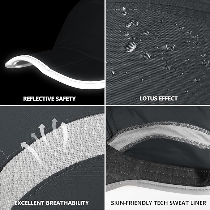 GADIEMKENSD Reflective Folding Outdoor Hat Unstructured Design UPF 50+ Sun Protection Sport Hats for Womens and Mens