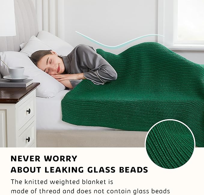 L'AGRATY Knitted Weighted Blanket - 60"x80" 20lbs Cooling Chunky Knit Heavy Blanket for Adults Braided Crochet Throw Thick Cable Yarn Knit Decorative No Beads Evenly Weighted Machine Washable