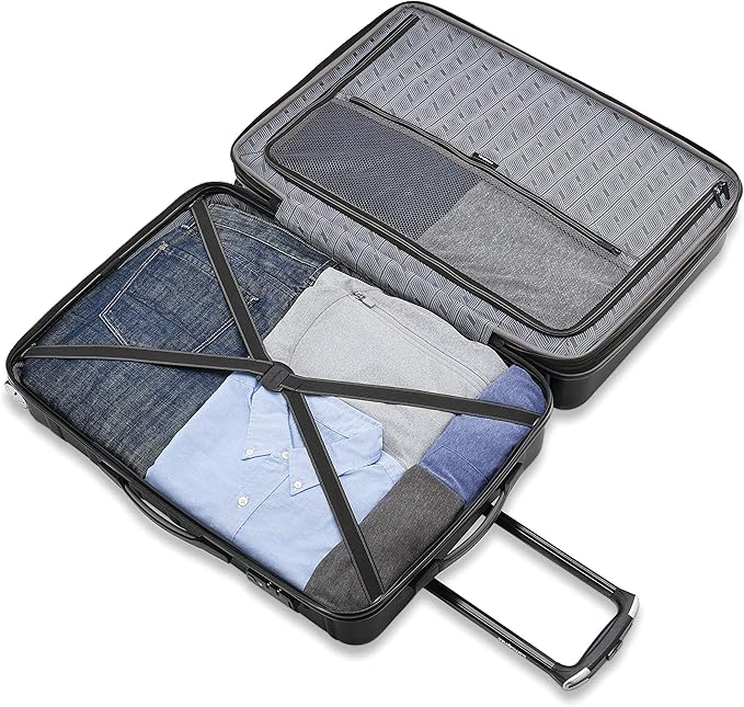 Samsonite Omni 2-2 Piece 19/28 Hardside Luggage with 360° Spinner Wheels - Scratch Resistant Hardshell - TSA, Airline-Approved - Expandable Polycarbonate Lightweight - Midnight Black