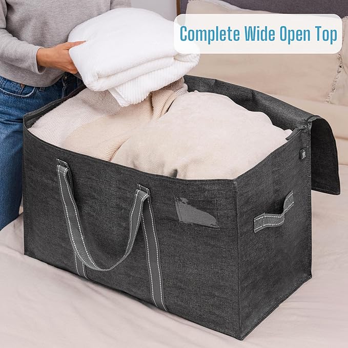 VENO 10 Pack Moving Bags, Heavy Duty, Moving Boxes Alternative, Packing Storage Supplies for Dorm Room Essentials with Zipper for Clothes, Extra Large Totes for Packaging (Dark Gray, 10 Pack)