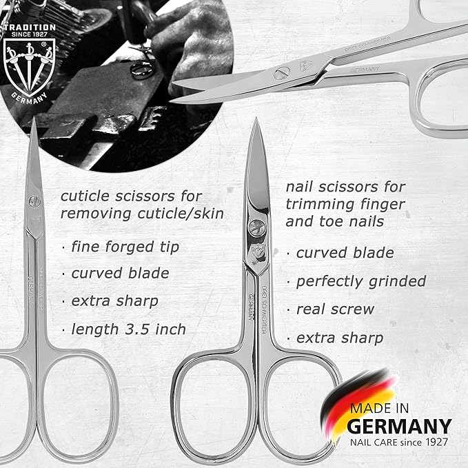3 Swords Germany – Brand Quality 8 Piece Manicure Pedicure Grooming kit Set for Professional Nail Care with Synthetic Leather case Burgundy - Made in Germany