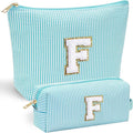 YOOLIFE Birthday Gifts for Women Girls - Large Initial Cute Makeup Bag Make Up Bag Cosmetic Bag Travel Toiletry Bag for Women Birthday Gifts for Women Girlfriend Makeup Storage Bag F