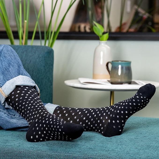 Medical Grade Compression Socks for Men & Women 15-20 mmHg by OrthoSleeve (Black Polka Dot, Small)