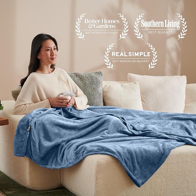 Bare Home Fleece Blanket - Throw/Travel - Ultra-Soft Lightweight for Bed, Sofa, and Couch - Luxury Microplush - Cozy Warm Blanket (Throw/Travel, Coronet Blue)