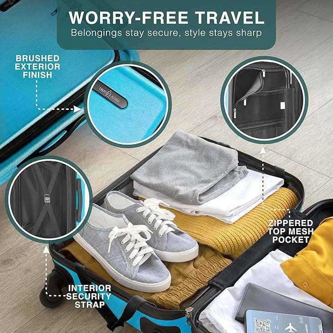 Luggage Sets 2 Piece, 24 Inch Suitcase and 28 Inch Luggage with Spinner Wheels, Durable Hard Shell Suitcase Set, Expandable Travel Suitcases with Wheels, Teal