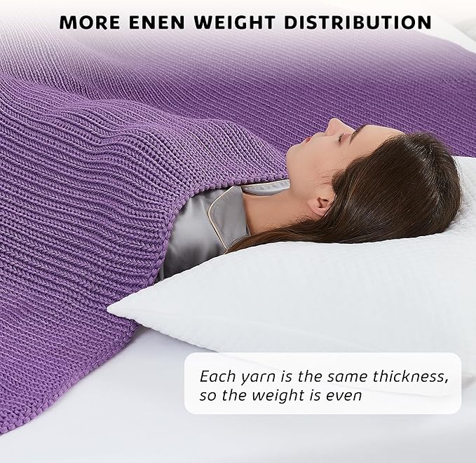 L'AGRATY Knitted Weighted Blanket - 48"x72" 12lbs Cooling Chunky Knit Heavy Blanket for Adults Braided Crochet Throw Thick Cable Yarn Knit Decorative No Beads Evenly Weighted Machine Washable
