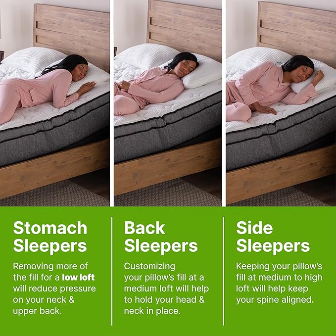 GhostBed Shredded Memory Foam Pillow with Adjustable Gel Memory Foam and Cooling Breathable Cover - King Size Shredded Memory Foam Pillows CertiPUR-US Certified 1-Pack