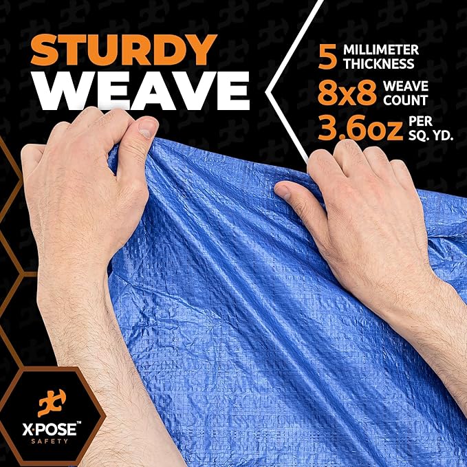 Better Blue Poly Tarp 30' x 60' - Multipurpose Protective Cover - Lightweight, Durable, Waterproof, Weather Proof - 5 Mil Thick Polyethylene - by Xpose Safety
