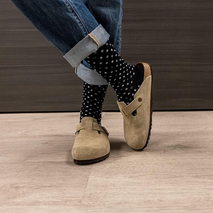 Medical Grade Compression Socks for Men & Women 15-20 mmHg by OrthoSleeve (Black Polka Dot, Small)