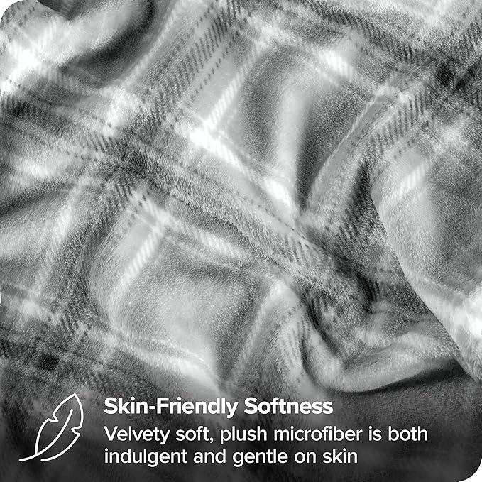 Bare Home Textured Fleece Blanket - Twin/Twin Extra Long - Ultra-Soft Lightweight for Bed, Sofa, and Couch - Luxury Microplush - Cozy Warm Blanket (Twin/Twin XL, Tartan Plaid)