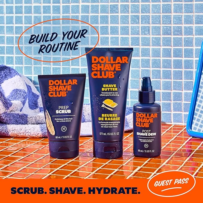 Dollar Shave Club | The Guest Pass Shave Set | 2 Swift Rinse Refill Cartridges, 1 Handle (Black), 1 Razor Cover, Razors for Men