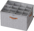 SONGMICS Shoe Organizer for Closet, Shoe Storage Bin, Fits 16 Pairs, Fabric Container with Handles and Clear Cover, Adjustable Dividers, Customizable, Dove Gray ULSP555G01