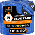 Better Blue Poly Tarp 10' x 22' - Multipurpose Protective Cover - Lightweight, Durable, Waterproof, Weather Proof - 5 Mil Thick Polyethylene - by Xpose Safety