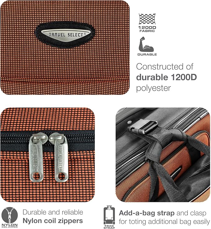 Travel Select Amsterdam Softside Expandable Rolling Luggage Set, 2-Piece Upright Suitcases with 2-Wheel Design, Lightweight Durable Polyester, Burgundy