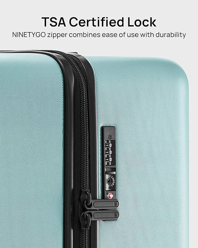 Trunk Luggage 24 Inch, Medium Checked Luggage with Double Spinner Wheels, Anti-Burst Zipper, Hard Case PC Suitcase, Lightweight Travel Luggage, TSA Approved (Crystal Green, Hudson)